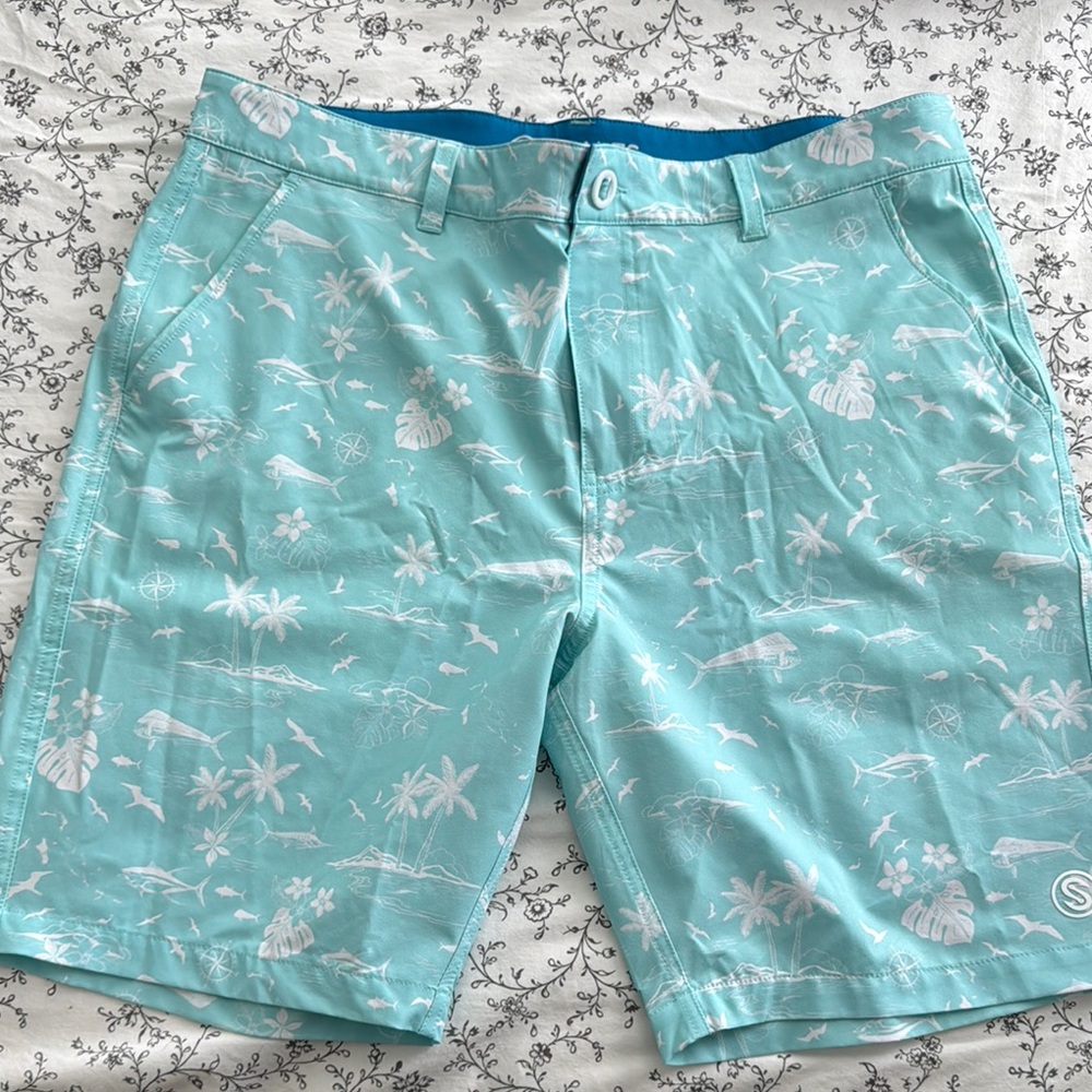 SCALES Aqua Patterned Shorts